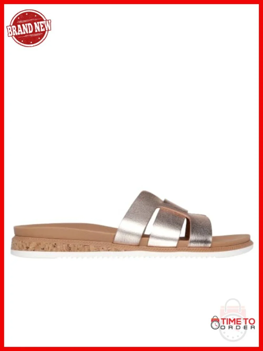 Faux Leather Double Strap Sandals with Cork Sole, Machine Washable